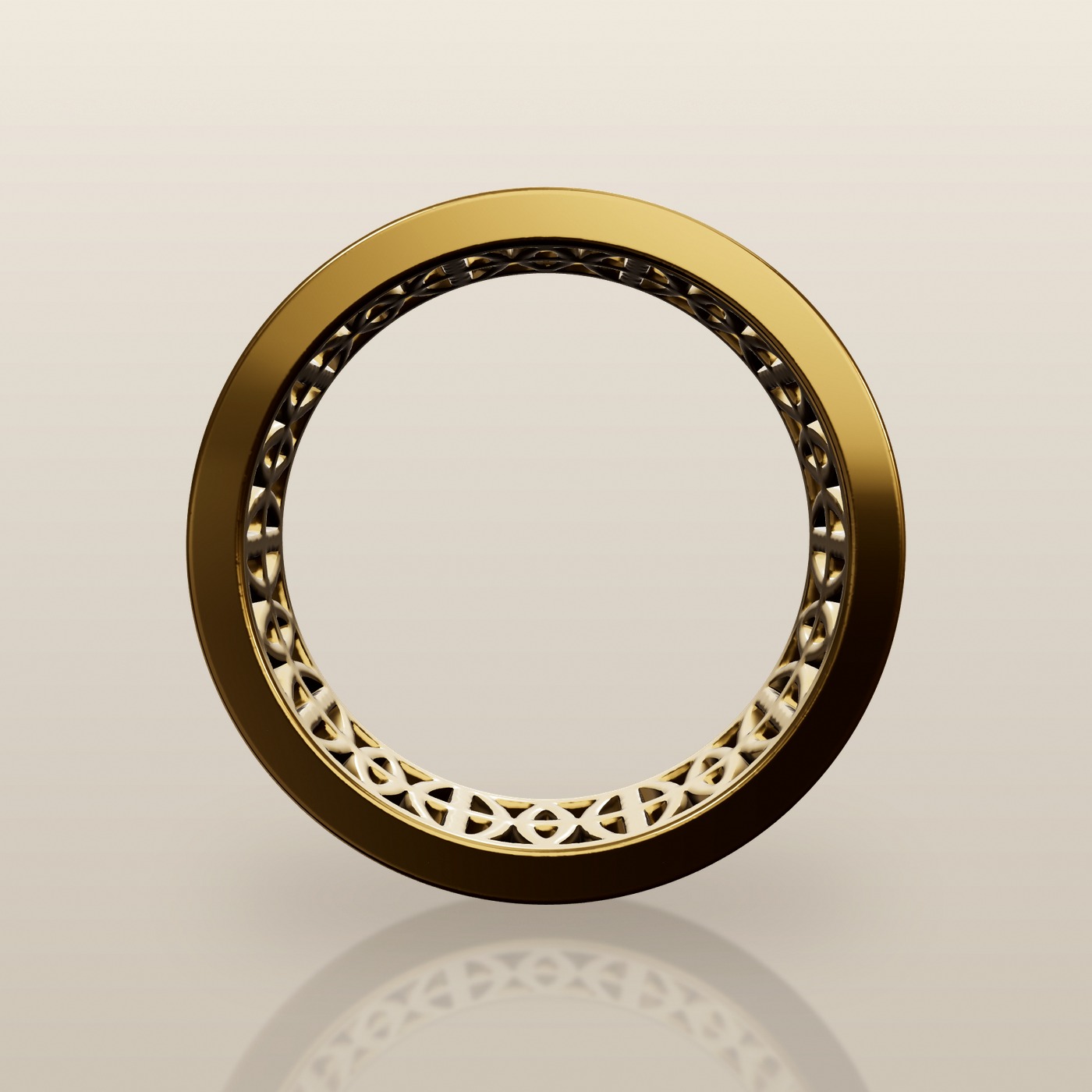Top view of the Loyalty Band showing the full circumference of the lattice